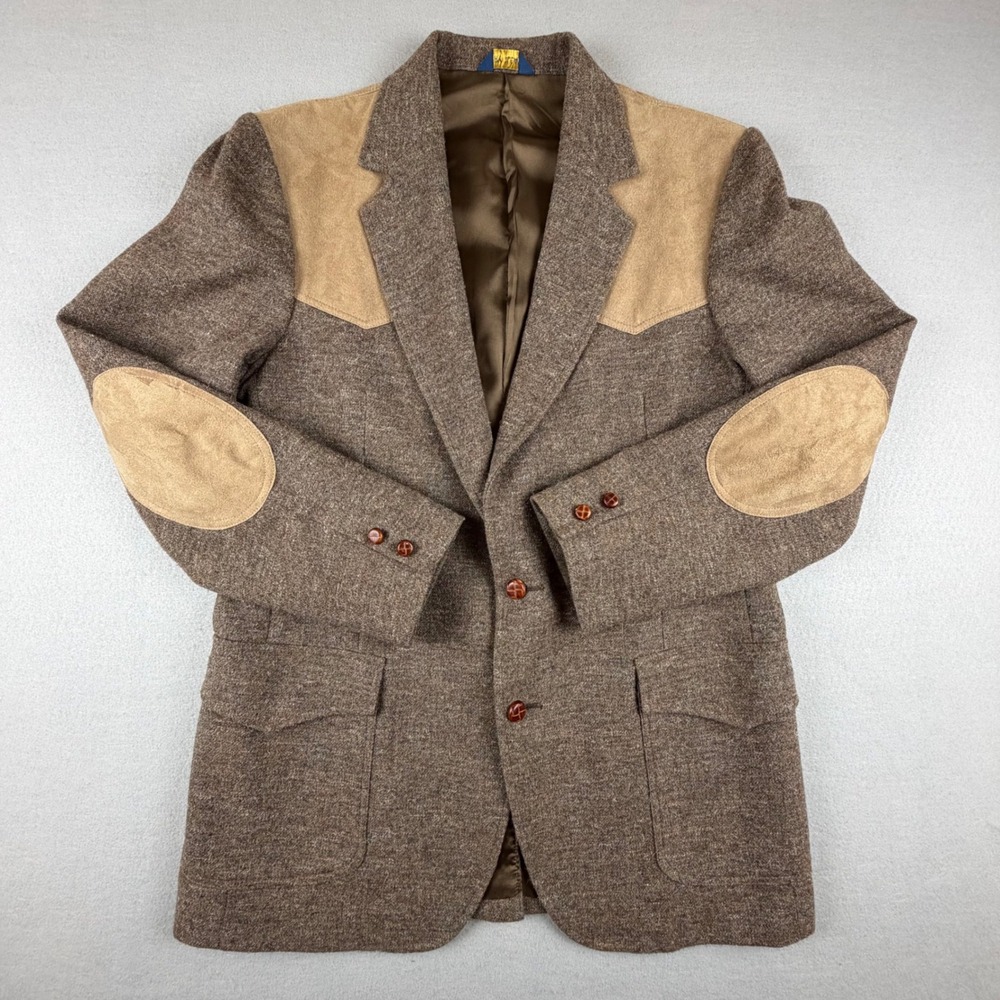 VTG Pendleton High Grade Western Wear Mens 44 Long Brown Wool Suede Yoke Coat